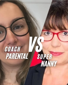 Comparaison entre une coach parentale bienveillante et une figure d'autorité de type Super Nanny dans un contexte d'accompagnement familial